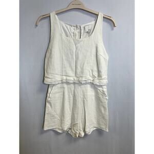 GREYLIN Ollie Overlay Romper Sleeveless Square Neck Textured White Size L
